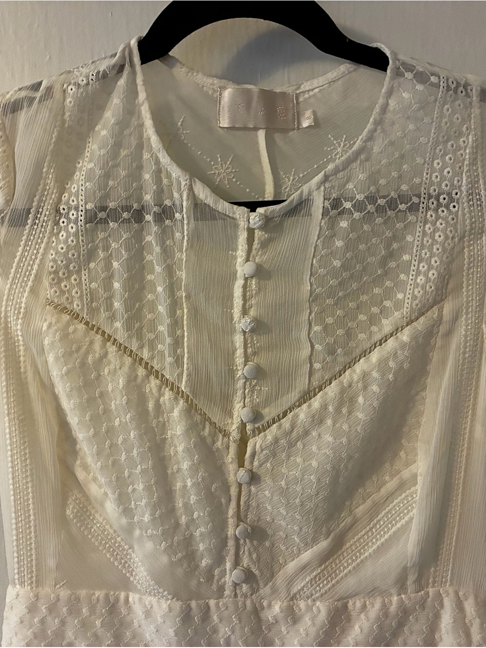 The Jetset Diaries TJD Women's Cream Lace Button-Front Dress